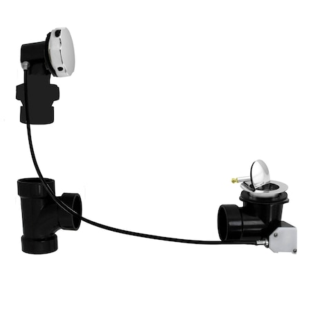 Westbrass Sch. 40 ABS 35" Cable Drive Bath Waste, Ball Joint Head in Polished Chrome D50A35BJ-26